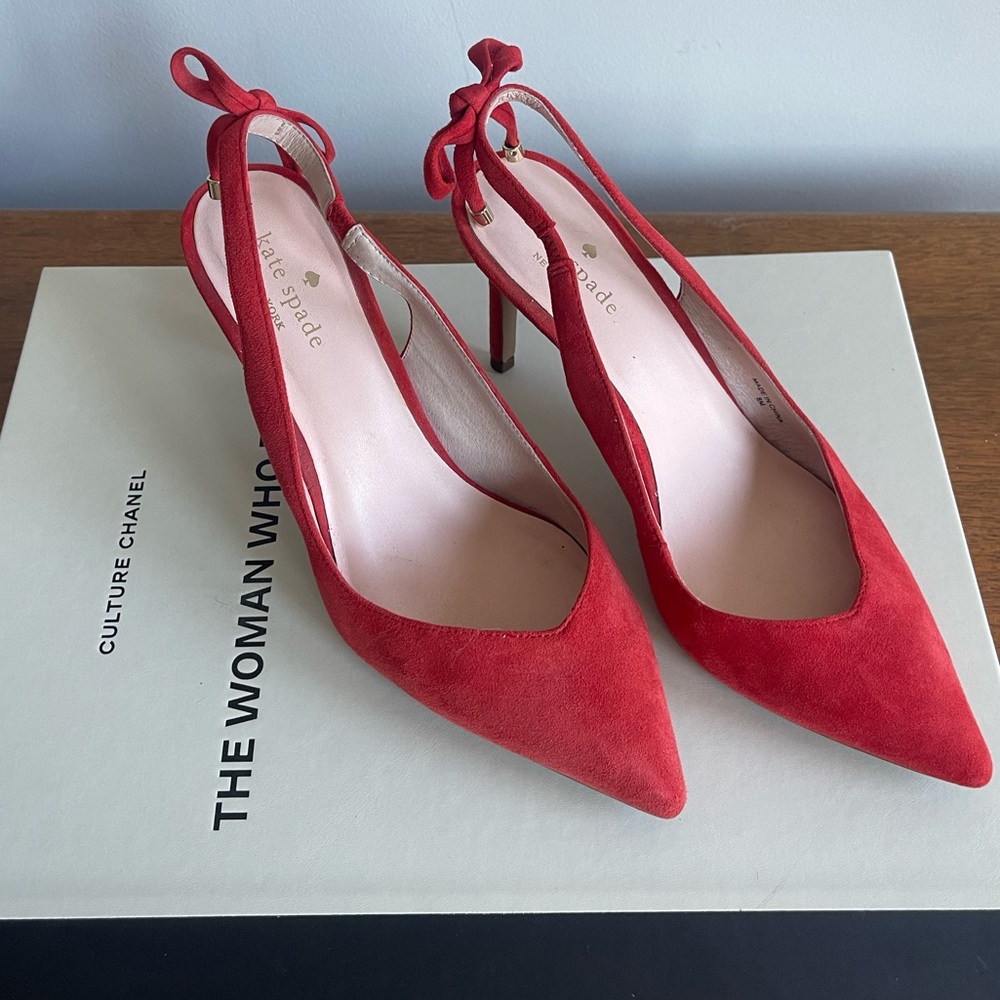 Red Kate Spade Bow Slingback Heels